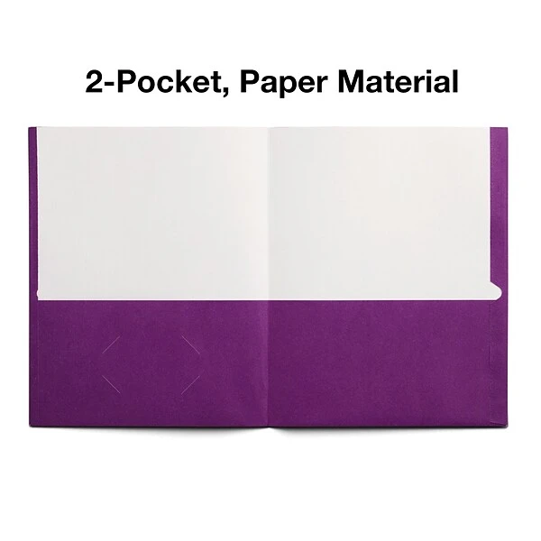 Staples 2-Pocket School Folders, Purple, 25/Box (50759/27536-CC) 3 Staples 2-Pocket School Folders, Purple, 25/Box (50759/27536-CC)