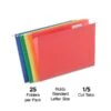 Staples Reinforced Hanging File Folders, 5-Tab, Letter Size, Blue/Green/Red/Orange/Yellow, 25/Box (TR18654)