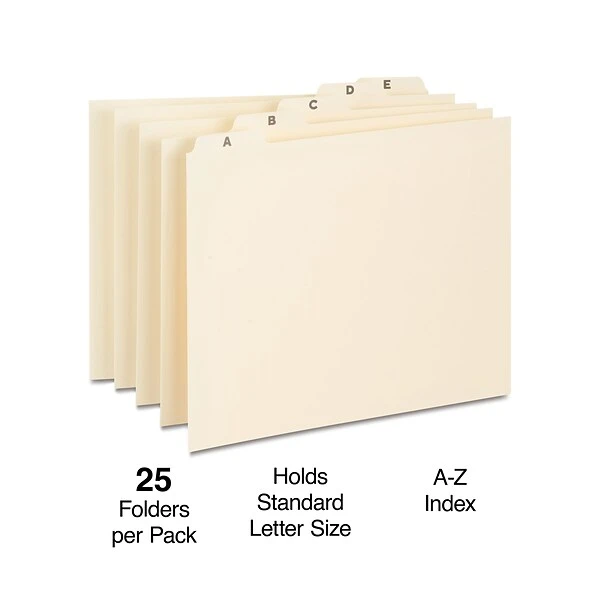 Staples File Guide, A-Z Index, 1/5 Cut, Letter Size, Manila, 25/Set (TR118257) 3 Staples File Guide, A-Z Index, 1/5 Cut, Letter Size, Manila, 25/Set (TR118257)