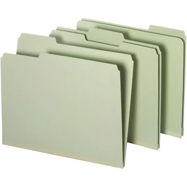 Quill Brand® Heavy-duty Pressboard File Folders, 1/3 Cut, Letter Size, Assorted Tabs, 2" Gusset, Light Green, 25/Box (713234R) 3 Quill Brand® Heavy-duty Pressboard File Folders, 1/3 Cut, Letter Size, Assorted Tabs, 2" Gusset, Light Green, 25/Box (713234R)
