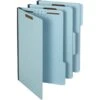 Quill Brand® Heavy-Duty 1/3-Cut Assorted 2-Fastener Pressboard File Folders With 1" Gusset, Legal, Blue, 25/Box (761551R)