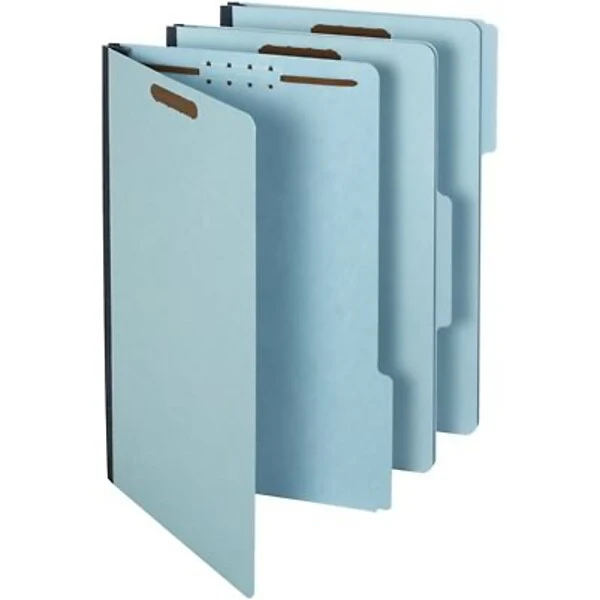 Quill Brand® Heavy-Duty 1/3-Cut Assorted 2-Fastener Pressboard File Folders With 1" Gusset, Legal, Blue, 25/Box (761551R) 3 Quill Brand® Heavy-Duty 1/3-Cut Assorted 2-Fastener Pressboard File Folders With 1" Gusset, Legal, Blue, 25/Box (761551R)