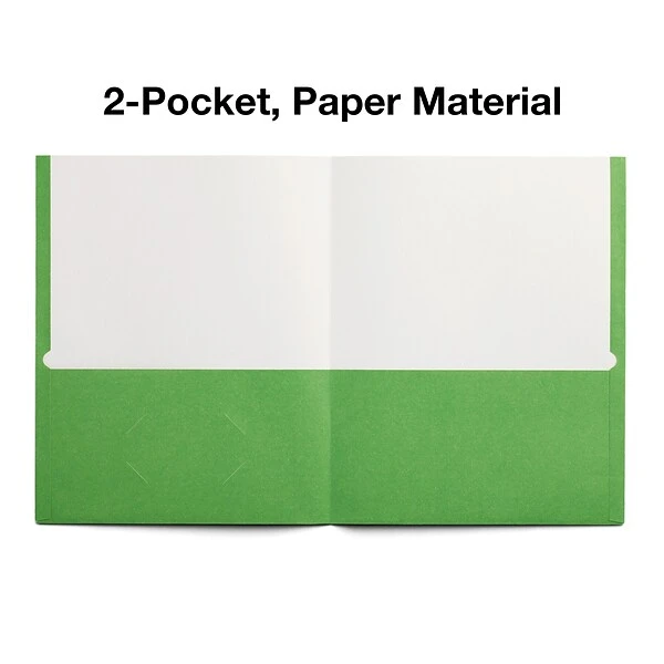 Staples 2-Pocket School Folders, Green, 25/Box (50753/27533-CC) 3 Staples 2-Pocket School Folders, Green, 25/Box (50753/27533-CC)