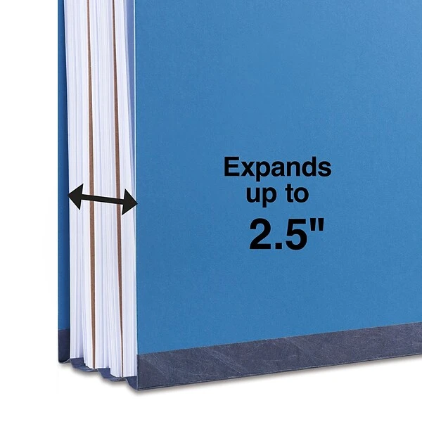 Quill Brand® 2/5-Cut Tab Pressboard Classification File Folders, 2-Partitions, 6-Fasteners, Letter, Blue, 15/Box (738026) 5 Quill Brand® 2/5-Cut Tab Pressboard Classification File Folders, 2-Partitions, 6-Fasteners, Letter, Blue, 15/Box (738026) - Image 3