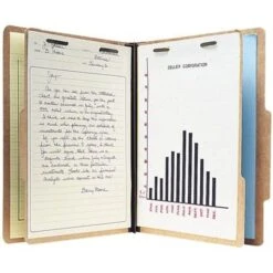 Quill Brand® 2/5-Cut Pressboard Classification Folders With Pockets, 2-Partitions, 6-Fasteners, Legal, Kraft, 15/Box (730049)