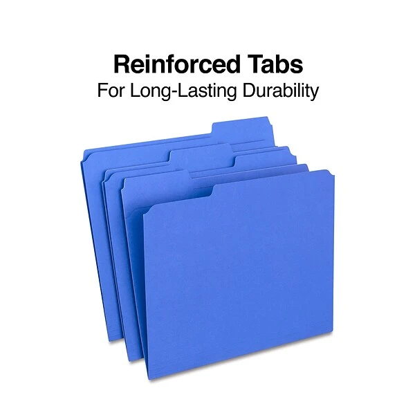 Staples Reinforced File Folder, 1/3 Cut, Letter Size, Blue, 100/Box (TR508911) 4 Staples Reinforced File Folder, 1/3 Cut, Letter Size, Blue, 100/Box (TR508911) - Image 2