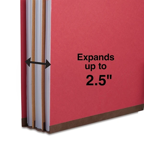 Quill Brand® 2/5-Cut Pressboard Classification Folders With Pockets, 2-Partitions, 6-Fasteners, Legal, Red, 15/Box (737030) 5 Quill Brand® 2/5-Cut Pressboard Classification Folders With Pockets, 2-Partitions, 6-Fasteners, Legal, Red, 15/Box (737030) - Image 3