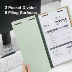 Quill Brand® Recycled Pressboard Classification Folders, 2-Partitions, 6-Fasteners, Legal, Green, 15/Box (761901) -Esseltela Shop 27B5FF80 F650 47B2 A566A6B2A8703091 s7