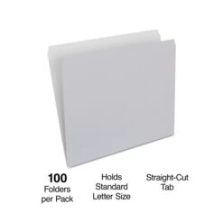 Quill Brand® File Folders, Straight-Cut, Letter Size, Gray, 100/Box (7409GY)