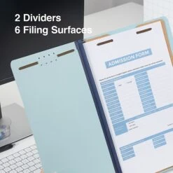 Quill Brand® Recycled Pressboard Classification Folders, 2-Partitions, 6-Fasteners, Legal, Lt Blue, 15/Box (761903) -Esseltela Shop 2A0BEE29 176D 4500 9F4FB7E264D55A2B s7
