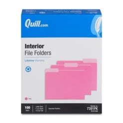 Quill Brand® Interior File Folders, 1/3-Cut, Letter Size, Pink, 100/Box (7391PK) -Esseltela Shop 2A274896 710A 4B22 8DD67108C08A347C s7
