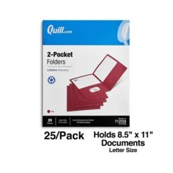 Quill Brand® 2-Pocket Folders, Red, 25/Box (712558) -Esseltela Shop 3371C0AD 7113 462E A7BC1DE9A68C0ACB s7