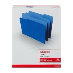 Staples File Folder, 1/3 Cut Tab, Letter Size, Blue, 100/Box (TR224527) -Esseltela Shop 37A4354C 3F40 4C10 AE6105C7BE25A6A9 s7