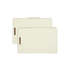 Smead Recycled Heavy Duty Pressboard Classification Folder, 2-Dividers, 2" Expansion, Legal Size, Gray/Green, 10/Box (19022)