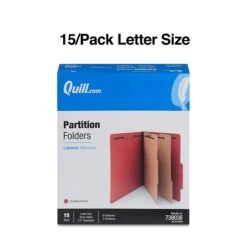 Quill Brand® 2/5-Cut Tab Pressboard Classification File Folders, 2-Partitions, 6-Fasteners, Letter, Brown, 15/Box (738036) -Esseltela Shop 3BE692F5 2232 4012 9FD3E9296D3D4CA8 s7