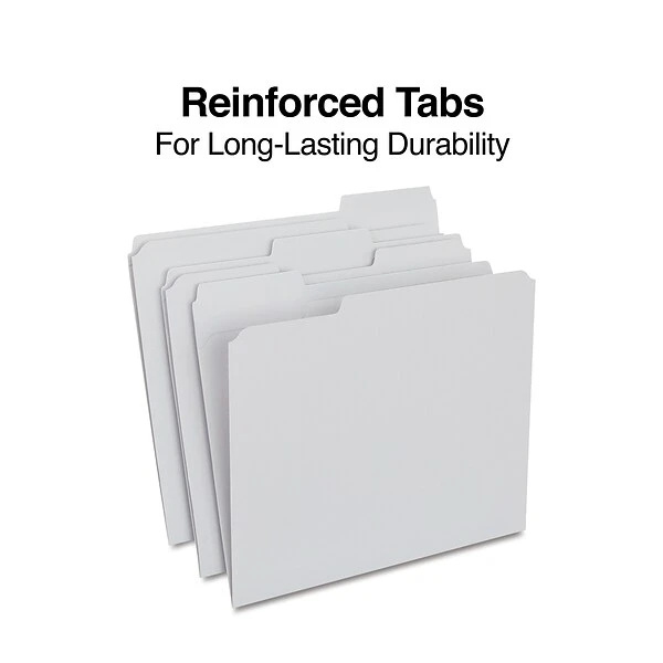 Staples Reinforced File Folder, 1/3 Cut, Letter Size, Gray, 100/Box (TR508895) 4 Staples Reinforced File Folder, 1/3 Cut, Letter Size, Gray, 100/Box (TR508895) - Image 2
