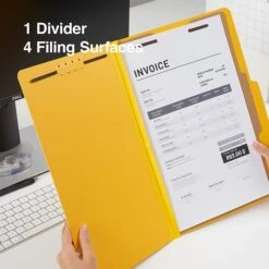 Quill Brand® 2/5-Cut Tab Pressboard Classification File Folders, 1-Partition, 4-Fasteners, Legal, Yellow, 15/Box (747038) -Esseltela Shop 45A9AFE1 DE9D 4F00 94192B71C327D5AC s7