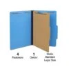 Quill Brand® 2/5-Cut Tab Pressboard Classification File Folders, 1-Partition, 4-Fasteners, Legal, Blue, 15/Box (747026)