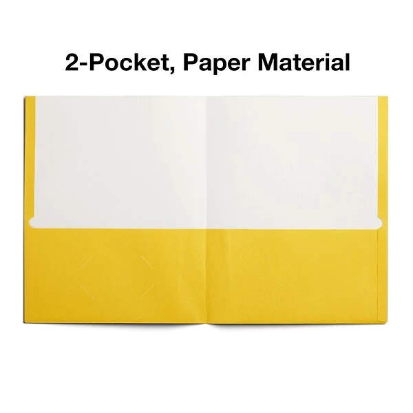 Staples 2-Pocket School Folders, Yellow, 25/Box (50761/27538-CC) 3 Staples 2-Pocket School Folders, Yellow, 25/Box (50761/27538-CC)