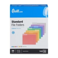 Quill Brand® File Folders, Assorted Tabs, 1/3-Cut, Letter Size, Assorted Colors, 100/Box (740913AD) -Esseltela Shop 5045704A 2454 4574 9B2B6DBFA8C5A6A2 s7