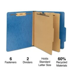 Staples Moisture Resistant Classification Folder, 2-Dividers, 2.5" Expansion, Letter Size, Dark Blue, 10/Box (ST614620-CC)