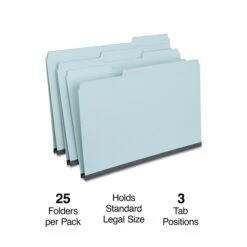 Staples File Folders, 1/3 Cut, Legal Size, Light Blue, 25/Box (TR621318)