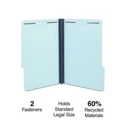 Staples Pressboard Classification Folder, 2" Expansion, Legal Size, Light Blue, 25/Box (TR384870/384870)