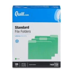 Quill Brand® File Folders, Assorted Tabs, 1/3-Cut, Letter Size, Green, 100/Box (740913BGR) -Esseltela Shop 78729F1F C2FB 43AC 86C48FF6A217589A s7
