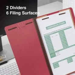 Quill Brand® 2/5-Cut Tab Pressboard Classification File Folders, 2-Partitions, 6-Fasteners, Legal, Red, 15/Box (739030) -Esseltela Shop 788A85AE BD78 4DFF A0B35D8AAA38979E s7