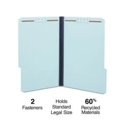 Staples Pressboard Classification Folder, 1" Expansion, Legal Size, Blue, 25/Box (TR509620/831099)