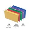 Staples Heavy Duty Hanging File Folders, 5-Tab, Legal Size, Assorted Colors, 25/Box (TR345001)