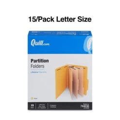 Quill Brand® 2/5-Cut Tab Pressboard Classification File Folders, 3-Partitions, 8-Fasteners, Letter, Yellow, 15/Box (744038) -Esseltela Shop 85585D54 E2F6 470D B9860F749D6DEF1A s7