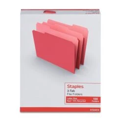 Staples File Folders, 1/3 Cut, Letter Size, Red, 100/Box (TR224519) -Esseltela Shop 8B45147A 56D0 4529 85D4C1B073636BEC s7