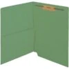 Medical Arts Press® Colored End-Tab Fastener Folders; Half Pocket With Fasteners, 11 Pt., Green