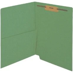 Medical Arts Press® Colored End-Tab Fastener Folders; Half Pocket With Fasteners, 11 Pt., Green