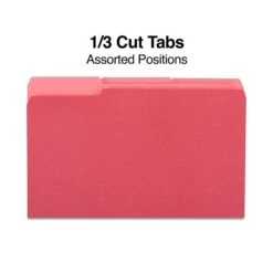 Staples File Folders, 1/3 Cut, Legal Size, Red, 100/Box (TR224550/344939)