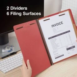 Quill Brand® 2/5-Cut Tab Pressboard Classification File Folders, 2-Partitions, 6-Fasteners, Letter, Red, 15/Box (73803) -Esseltela Shop A2C90ADF 1908 45CE AA6C63BA3E491C5B s7