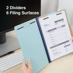 Quill Brand® Recycled Pressboard Classification Folders, 2-Partitions, 6-Fasteners, Letter, Lt Blue, 15/Box (760903) -Esseltela Shop B63A6B82 5212 4610 A919CBA3624FB782 s7