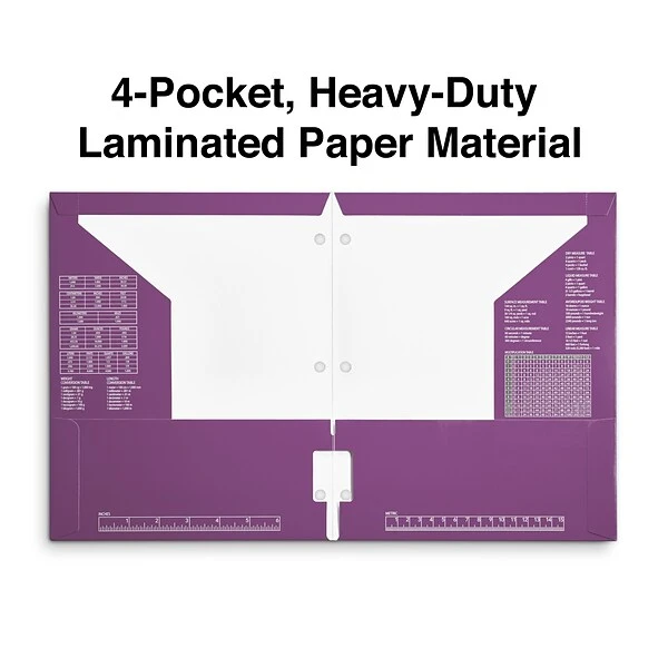 4-Pocket 3-Hole Punched Presentation Folder, Purple (56216-CC) 3 4-Pocket 3-Hole Punched Presentation Folder, Purple (56216-CC)