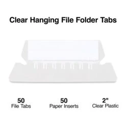 Staples Hanging Folder Tab, 2" X 0.63", Clear, 50/Pack (TR10987)