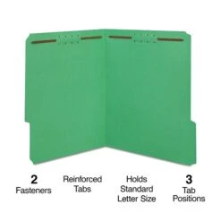 Staples Reinforced Classification Folder, 2" Expansion, Letter Size, Green, 50/Box (TR18344)