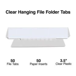 Staples Hanging Folder Tab, 0.63" X 3.5", Clear, 50/Pack (TR10986)