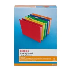 Staples Reinforced Hanging File Folders, 5-Tab, Letter Size, Blue/Green/Red/Orange/Yellow, 25/Box (TR18654) -Esseltela Shop C460F227 F875 4107 B2C11F9750ADC7EB s7