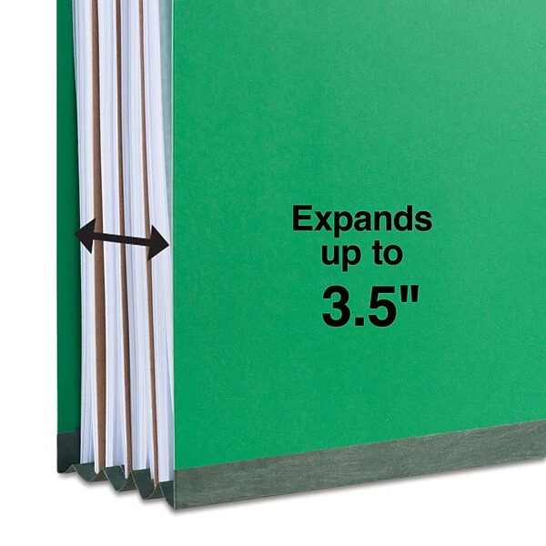 Quill Brand® 2/5-Cut Tab Pressboard Classification File Folders, 3-Partitions, 8-Fasteners, Letter, Green, 15/Box (7-44034) 5 Quill Brand® 2/5-Cut Tab Pressboard Classification File Folders, 3-Partitions, 8-Fasteners, Letter, Green, 15/Box (7-44034) - Image 3