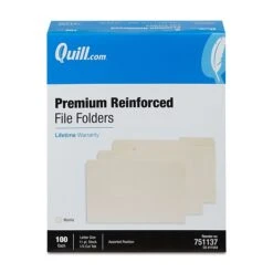 Quill Brand® Premium Reinforced File Folders, Assorted Tabs, 1/3-Cut, Letter Size, Manila, 100/Box (751137) -Esseltela Shop C6211EED 9963 4F91 8A581E196A29359E s7