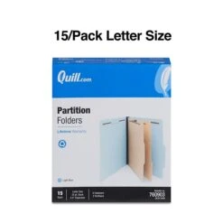 Quill Brand® Recycled Pressboard Classification Folders, 2-Partitions, 6-Fasteners, Letter, Lt Blue, 15/Box (760903) -Esseltela Shop C6979864 779A 4364 B6669B4C0C163958 s7