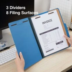 Quill Brand® 2/5-Cut Tab Pressboard Classification File Folders, 3-Partitions, 8-Fasteners, Letter, Blue, 15/Box (744026) -Esseltela Shop C6D0CE60 CA6A 47D1 82F8442D7E9D45EA s7