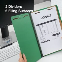 Quill Brand® 2/5-Cut Tab Pressboard Classification File Folders, 2-Partitions, 6-Fasteners, Legal, Green, 15/Box (739034) -Esseltela Shop C7B6D79F C452 4CD8 9A4F36B4D2B6E27C s7