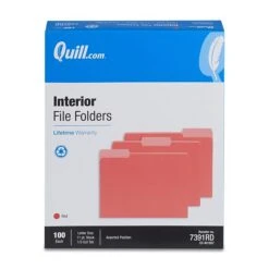 Quill Brand® Interior File Folders, 1/3-Cut, Letter Size, Red, 100/Box (7391RD) -Esseltela Shop D4F32C31 5876 411C B9DBE8AD90727220 s7
