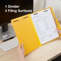 Quill Brand® 2/5-Cut Tab Pressboard Classification File Folders, 1-Partition, 4-Fasteners, Letter, Yellow, 15/Box (746038) 11 Quill Brand® 2/5-Cut Tab Pressboard Classification File Folders, 1-Partition, 4-Fasteners, Letter, Yellow, 15/Box (746038) -Esseltela Shop D753E858 A763 438D B2D16C3E26A15570 s7